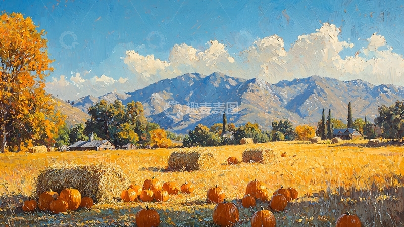 高清大图下载【趣麦麦图】秋收时节田园风光