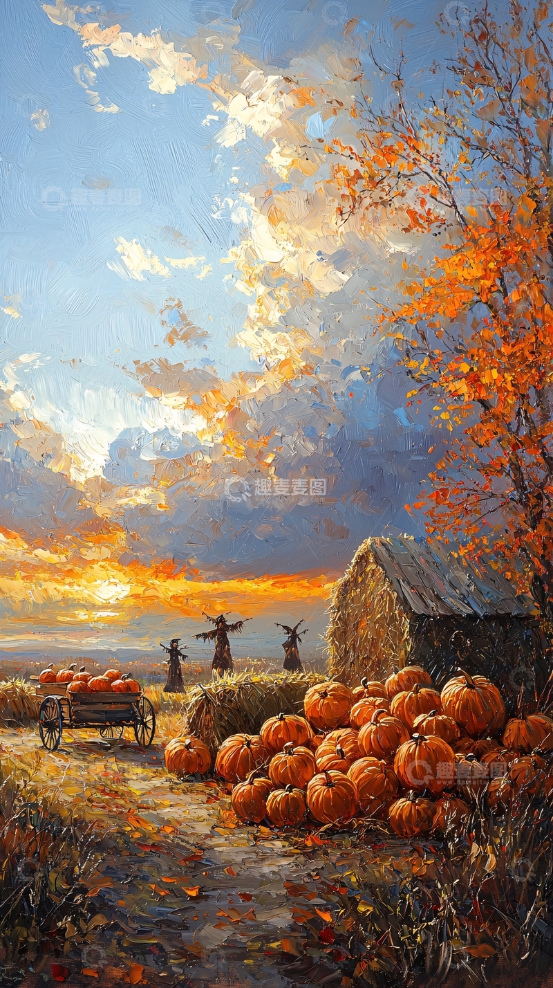 高清大图下载【趣麦麦图】秋收南瓜田园风光