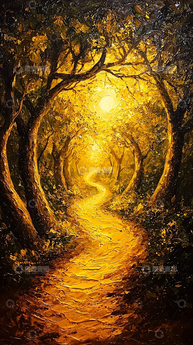 高清大图下载【趣麦麦图】金色森林小路