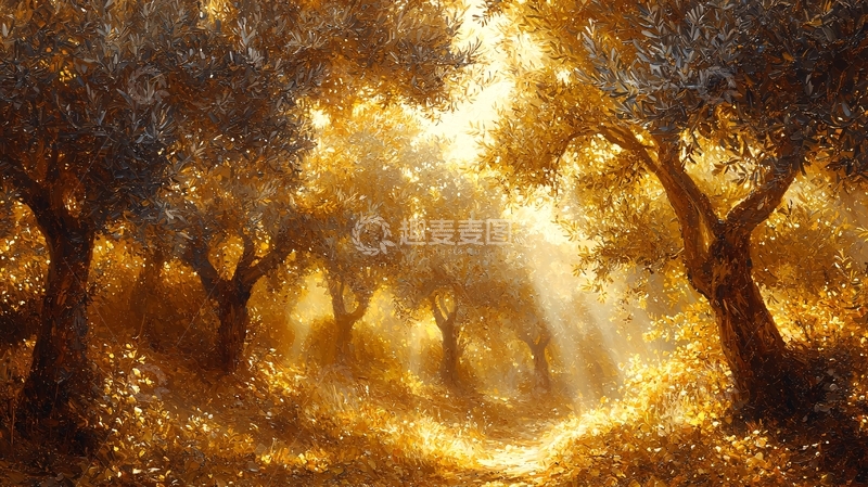高清大图下载【趣麦麦图】金光闪闪的橄榄树林