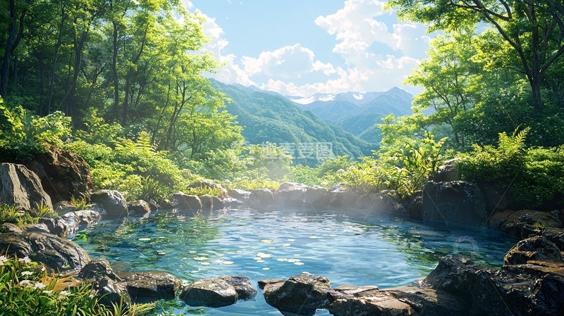 高清大图下载【趣麦麦图】森林温泉