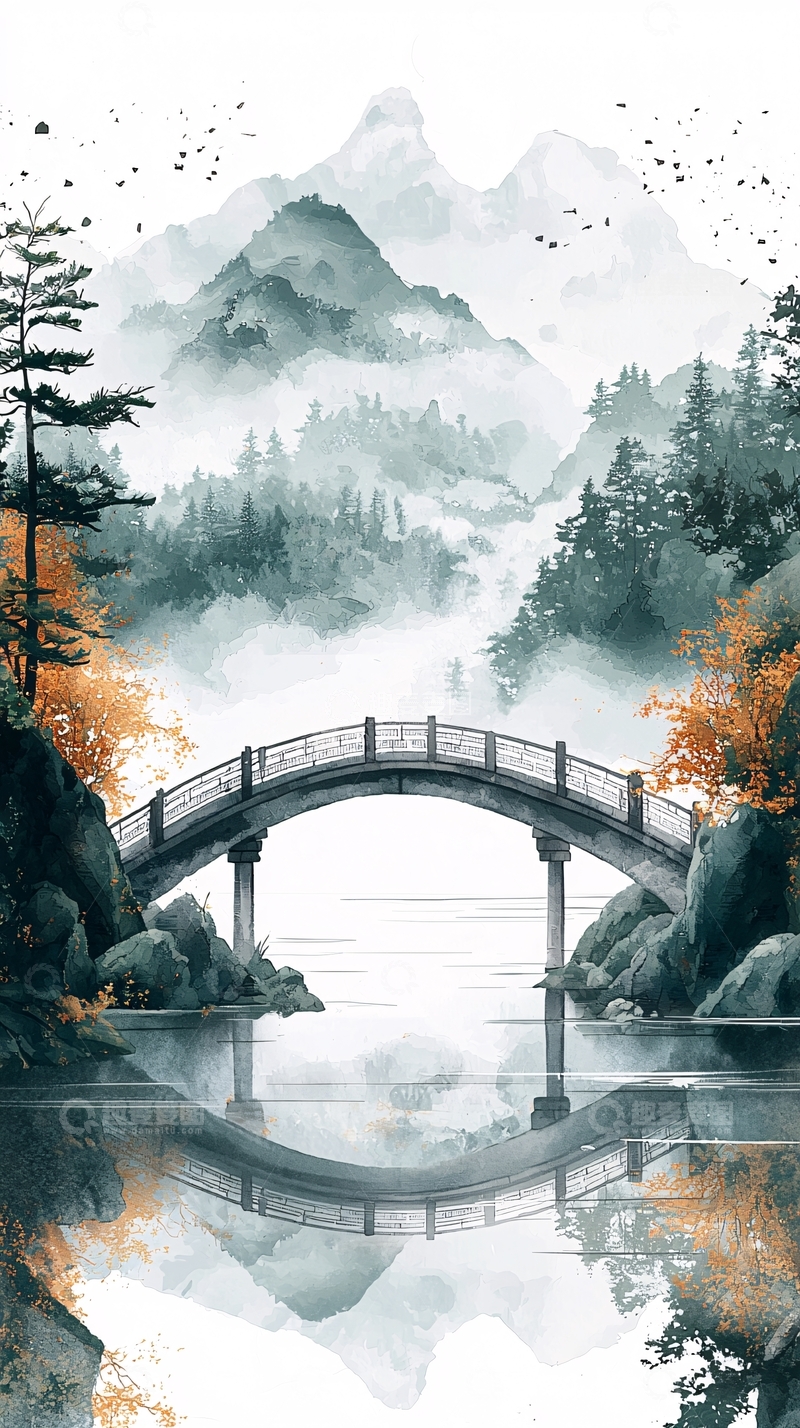 高清大图下载【趣麦麦图】水墨山水画1031