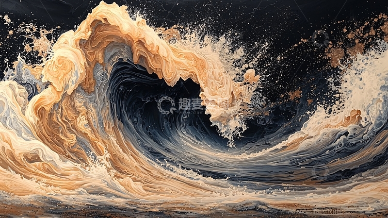 高清大图下载【趣麦麦图】抽象的金色海浪