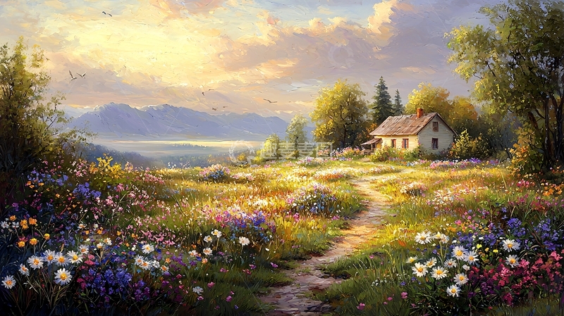 高清大图下载【趣麦麦图】山间小屋田园风光