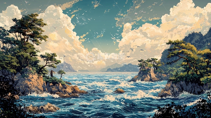 高清大图下载【趣麦麦图】海边风景画