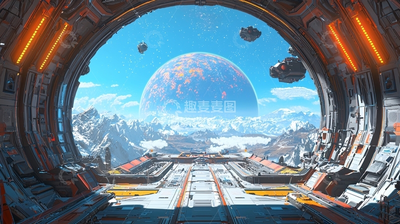 高清大图下载【趣麦麦图】太空飞船舷窗景色