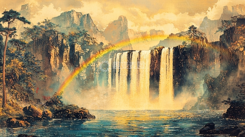 高清大图下载【趣麦麦图】彩虹瀑布