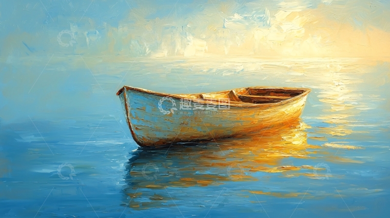 高清大图下载【趣麦麦图】平静水面上的小船