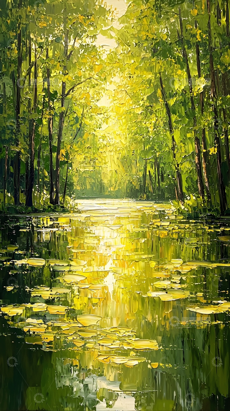 高清大图下载【趣麦麦图】阳光森林小河