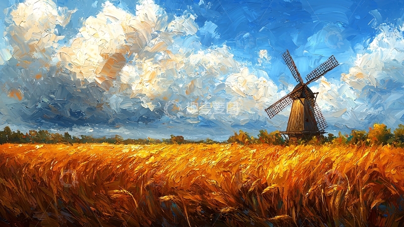 高清大图下载【趣麦麦图】田园风光油画风