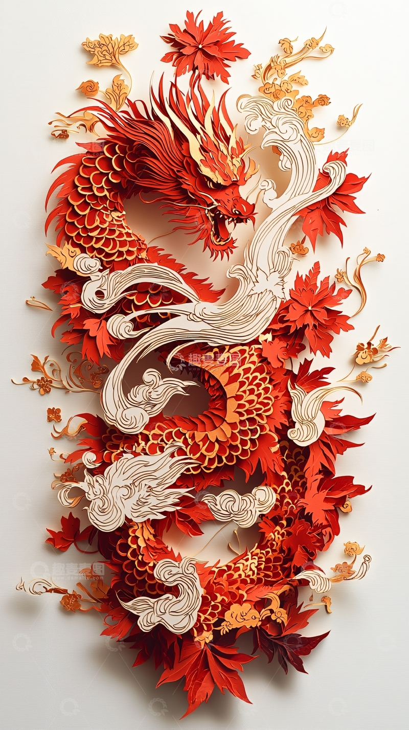高清大图下载【趣麦麦图】红龙剪纸艺术