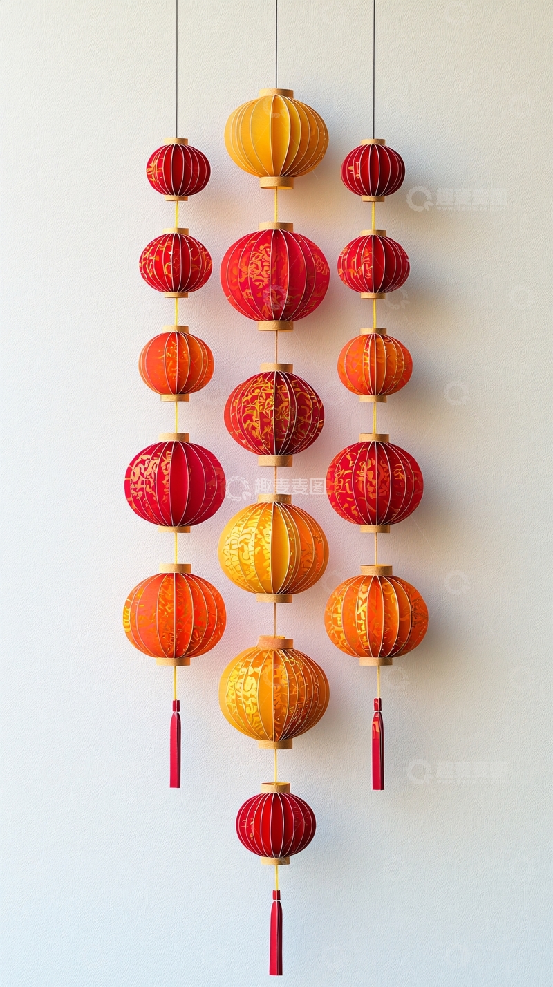 高清大图下载【趣麦麦图】红黄渐变纸灯笼