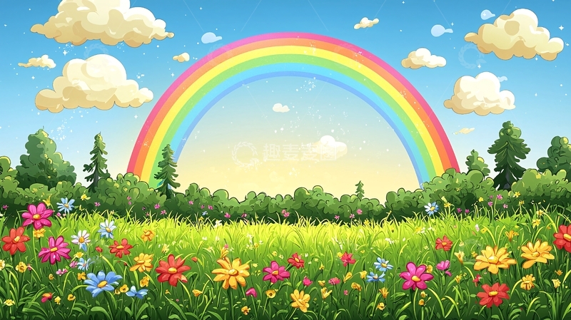 高清大图下载【趣麦麦图】彩虹田园风景
