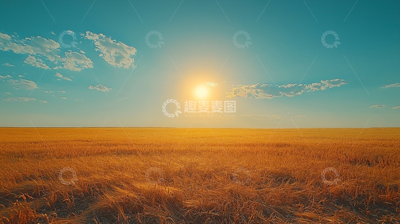 高清大图下载【趣麦麦图】金色麦田日落