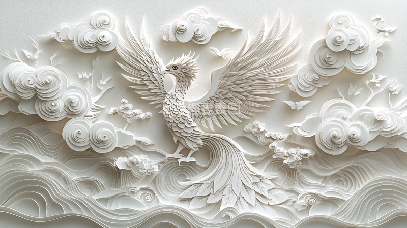 高清大图下载【趣麦麦图】白凤凰浮雕