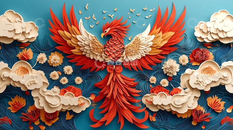 高清大图下载【趣麦麦图】纸艺凤凰