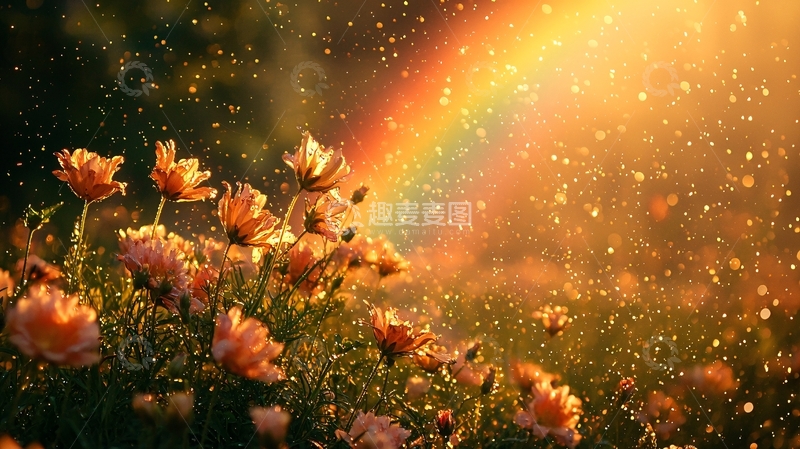 高清大图下载【趣麦麦图】阳光雨露下的虞美人花田