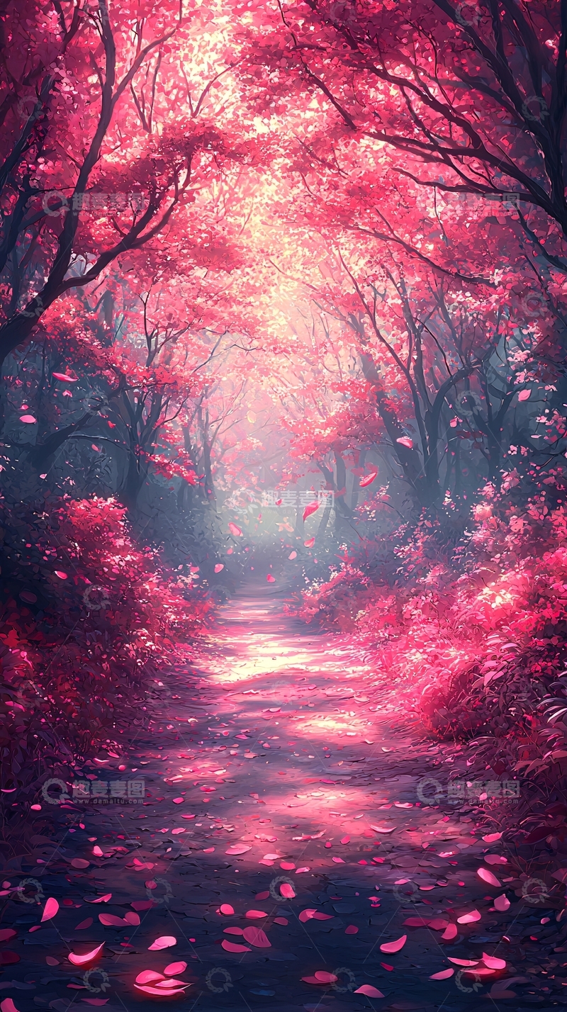 高清大图下载【趣麦麦图】粉色森林小路
