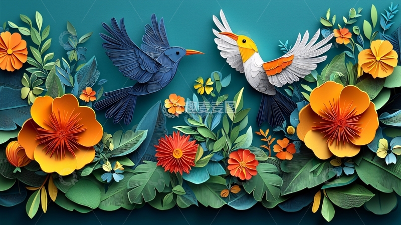 高清大图下载【趣麦麦图】纸艺花鸟图