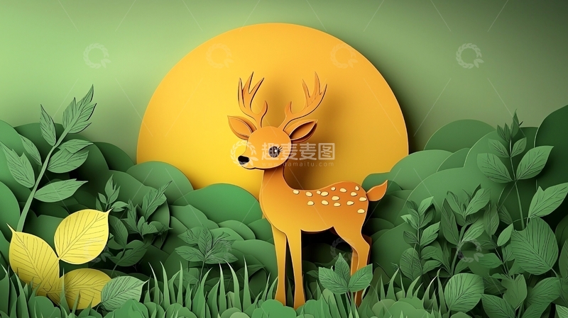 高清大图下载【趣麦麦图】纸艺小鹿