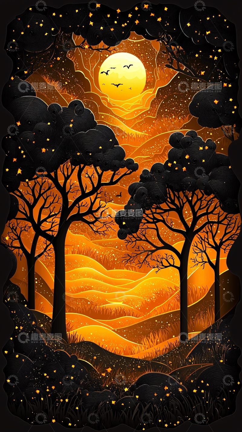 高清大图下载【趣麦麦图】金色山谷夜景