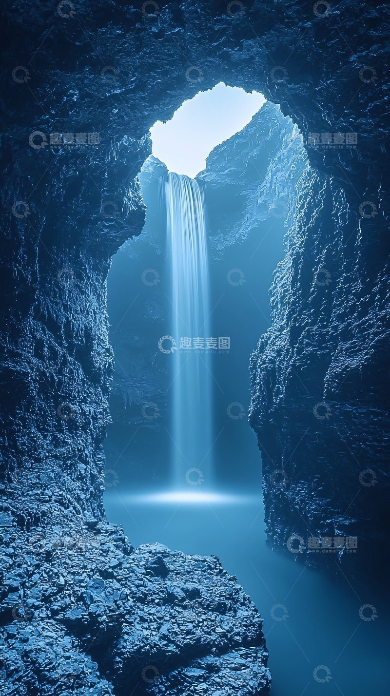高清大图下载【趣麦麦图】洞穴瀑布