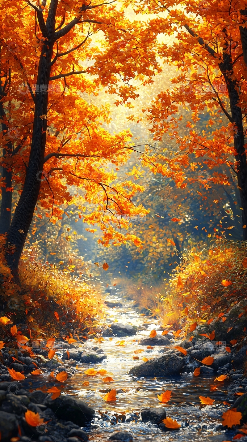 高清大图下载【趣麦麦图】秋日森林溪流31