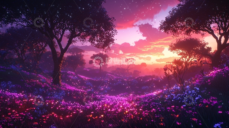 高清大图下载【趣麦麦图】梦幻紫霞