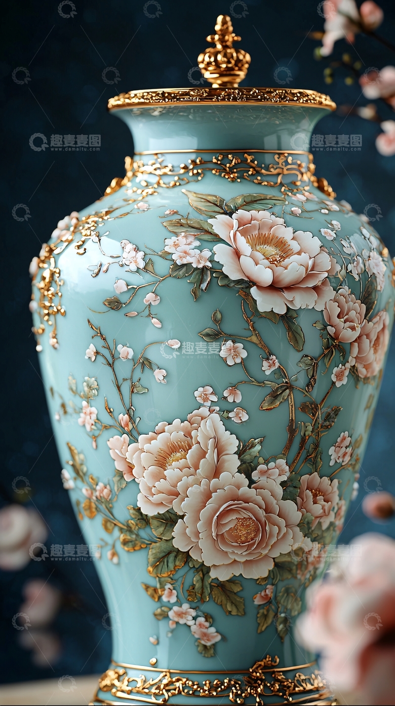 高清大图下载【趣麦麦图】青花瓷花瓶