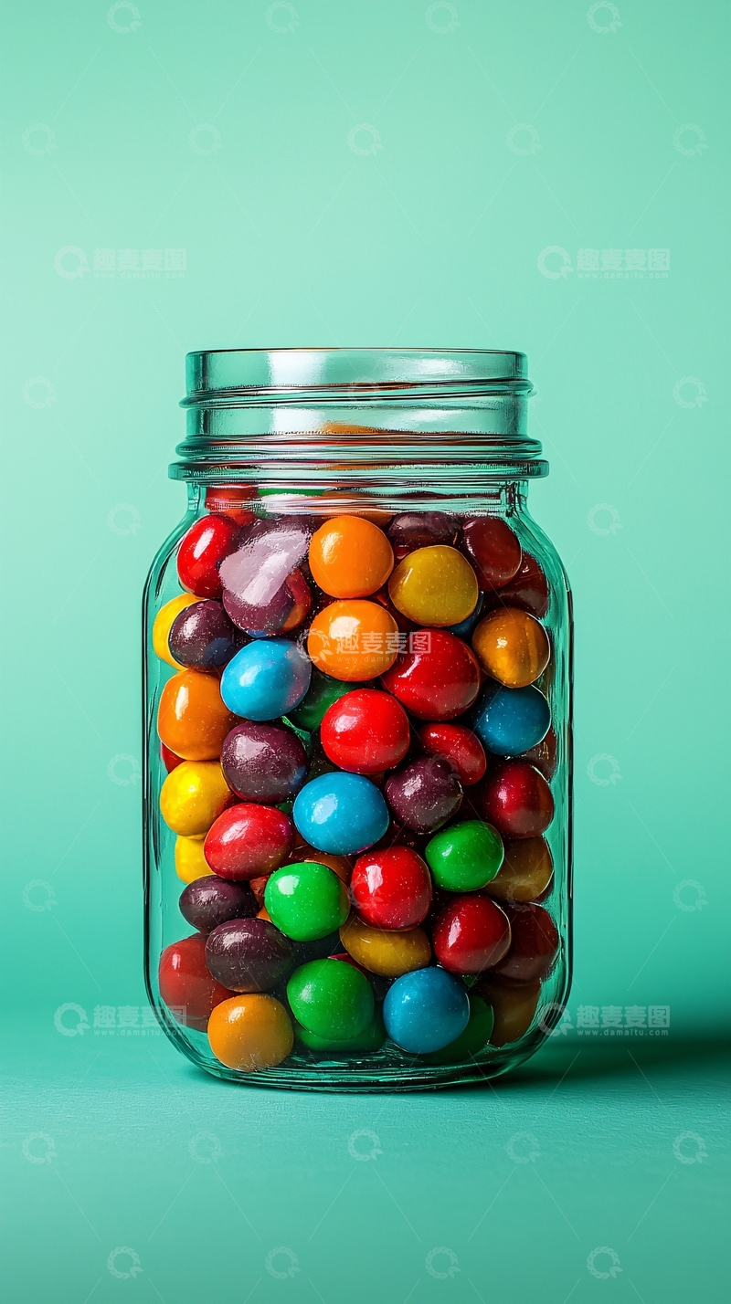 高清大图下载【趣麦麦图】玻璃罐子里的彩色糖果