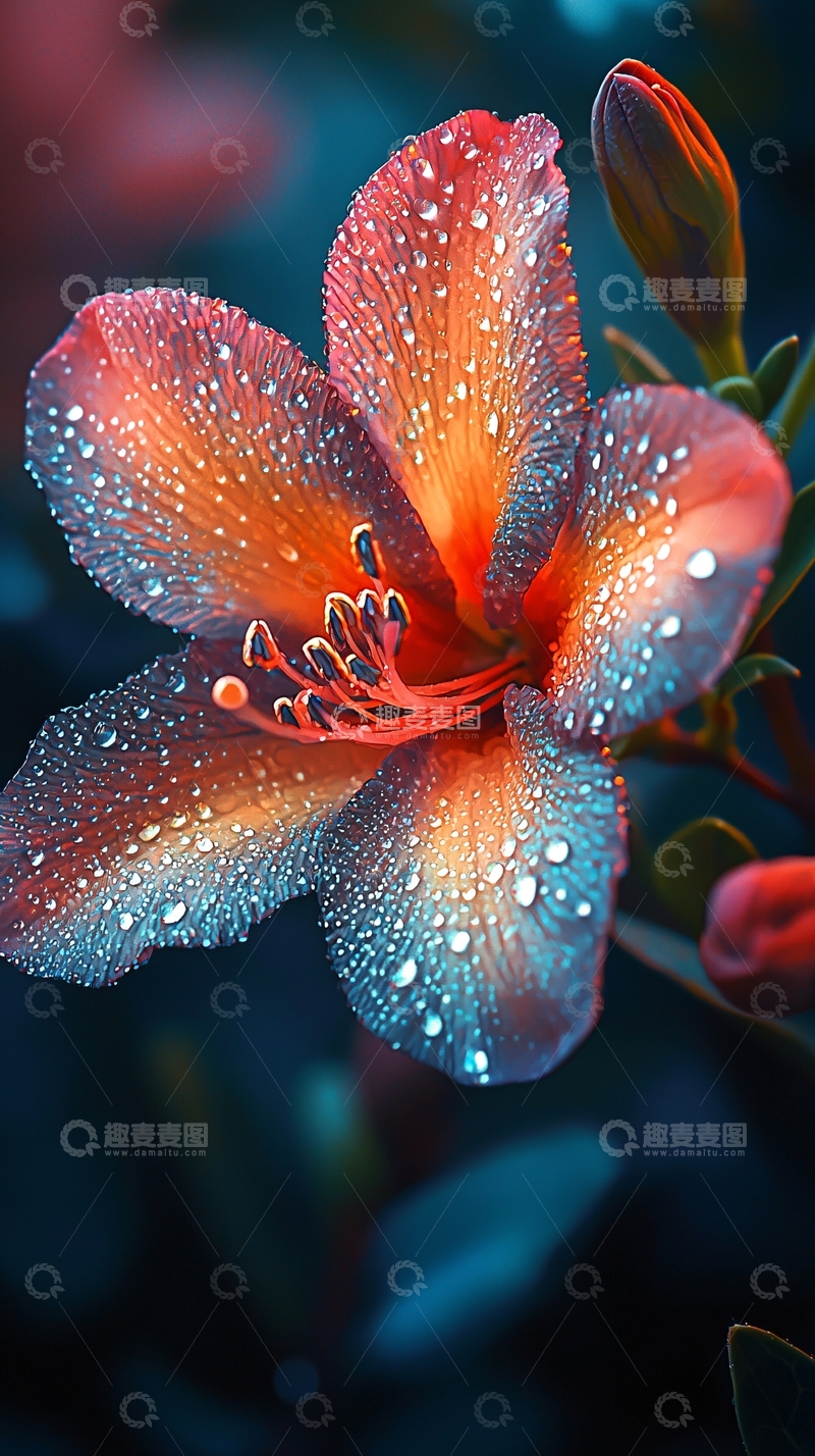 高清大图下载【趣麦麦图】橙色蓝色花朵