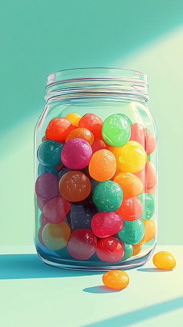 玻璃罐里的彩色糖果