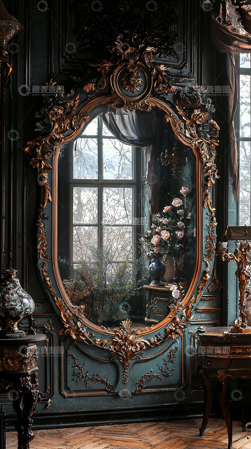 高清大图下载【趣麦麦图】巴洛克风格大镜子