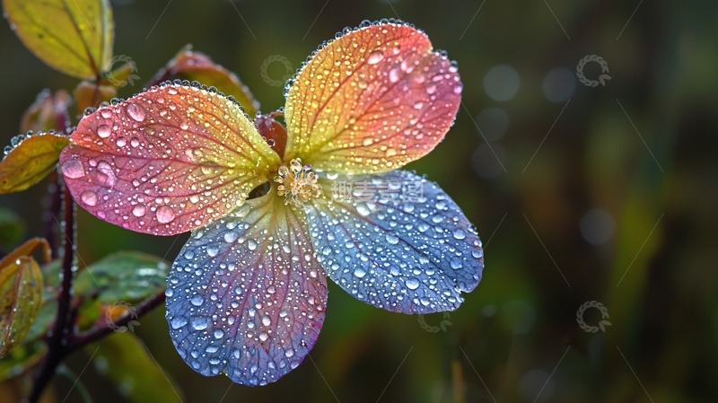 高清大图下载【趣麦麦图】彩虹花瓣雨滴花朵