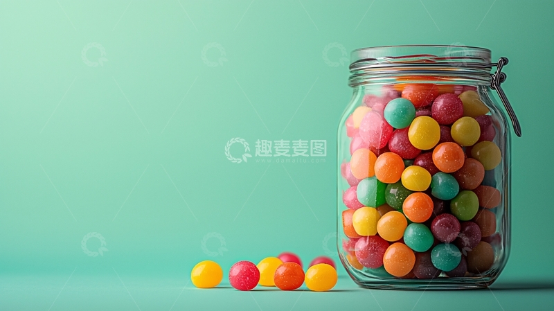 高清大图下载【趣麦麦图】糖果罐子里的彩色糖球