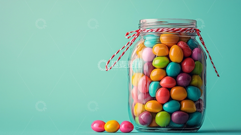 高清大图下载【趣麦麦图】彩色糖果玻璃罐