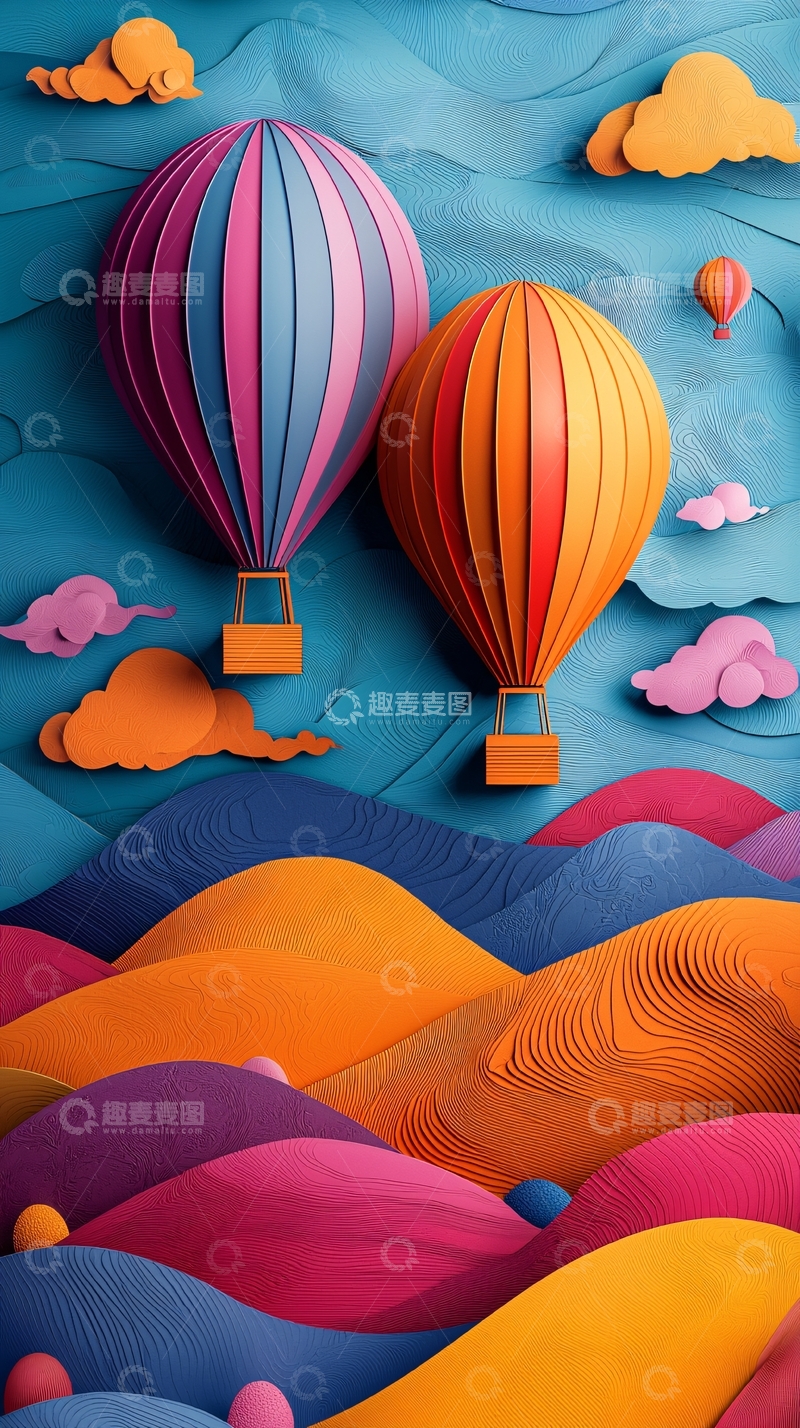 高清大图下载【趣麦麦图】彩色热气球