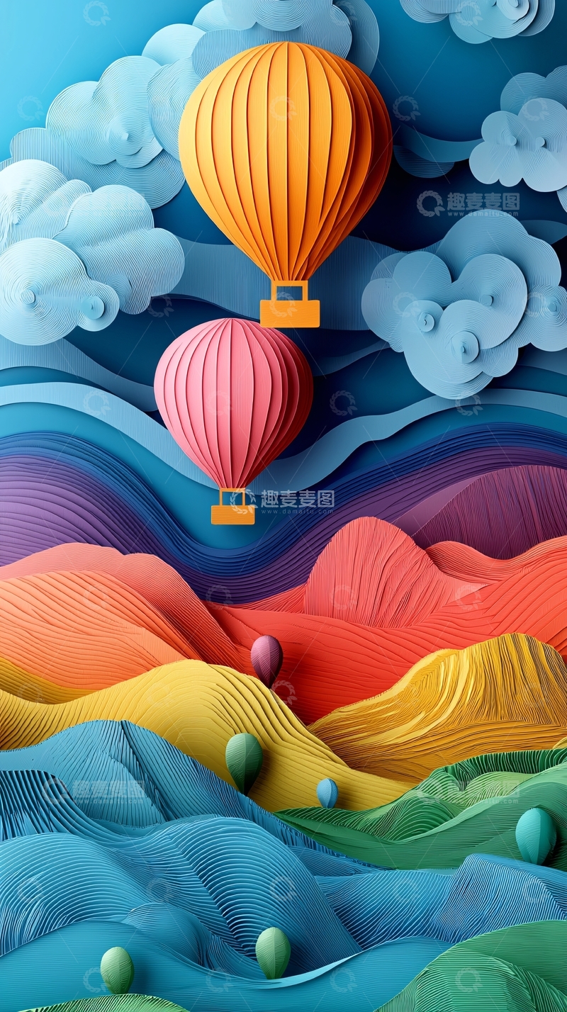 高清大图下载【趣麦麦图】彩色热气球