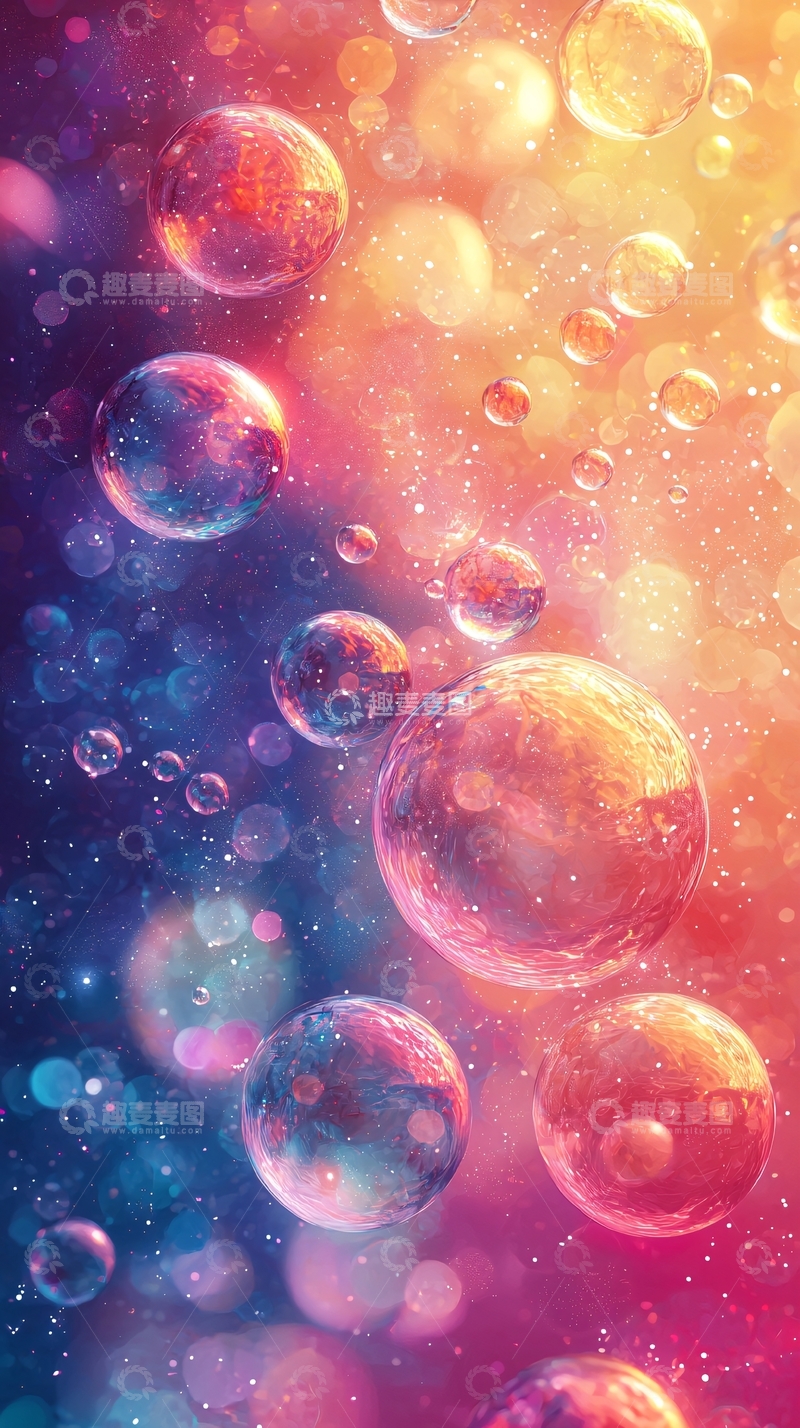 高清大图下载【趣麦麦图】彩色泡泡背景