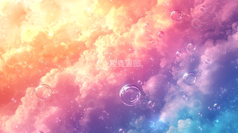 高清大图下载【趣麦麦图】彩色梦幻泡泡背景