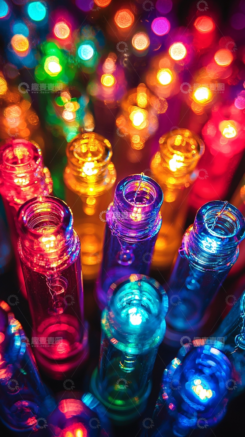 高清大图下载【趣麦麦图】彩色瓶中灯串