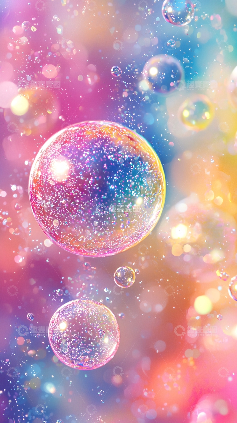 高清大图下载【趣麦麦图】彩虹泡泡梦幻背景图
