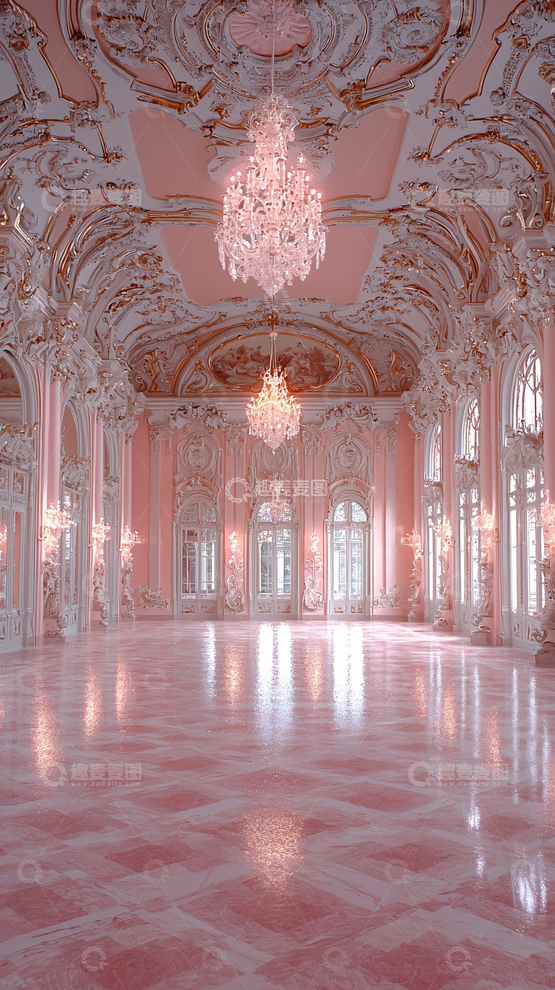 高清大图下载【趣麦麦图】粉色宫殿大厅