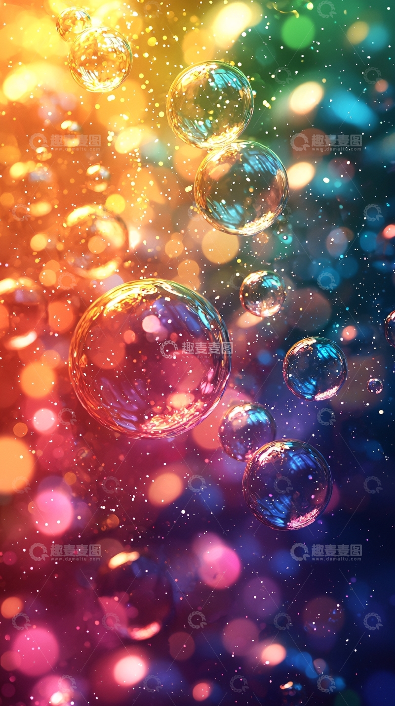 高清大图下载【趣麦麦图】彩色泡泡背景图