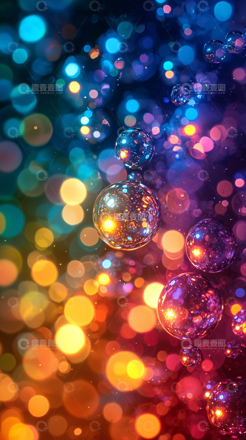 高清大图下载【趣麦麦图】彩色泡泡背景图