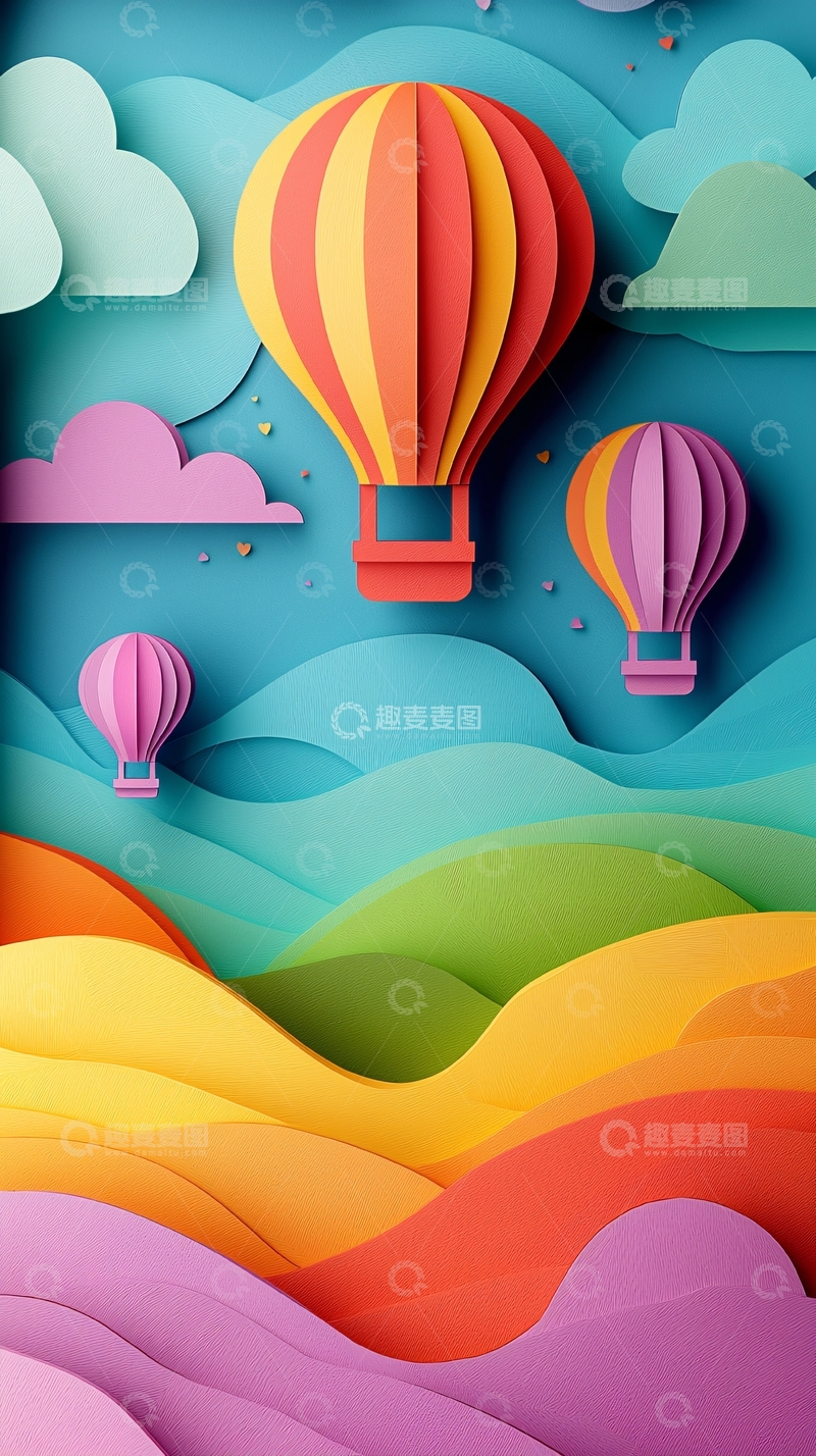 高清大图下载【趣麦麦图】彩色热气球