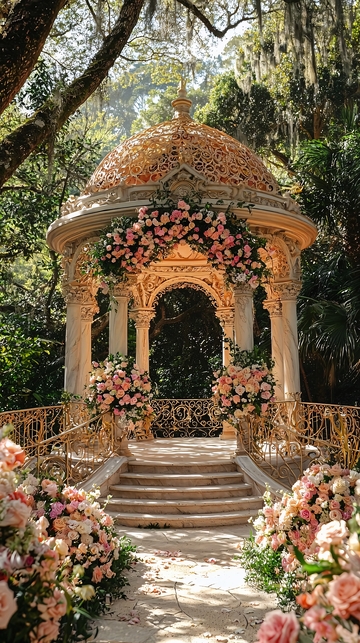 金色凉亭花卉装饰