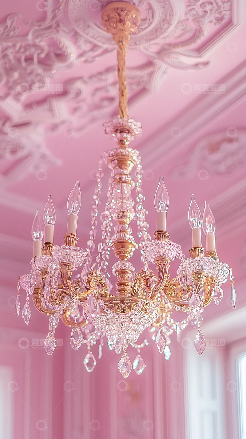 高清大图下载【趣麦麦图】粉色水晶吊灯