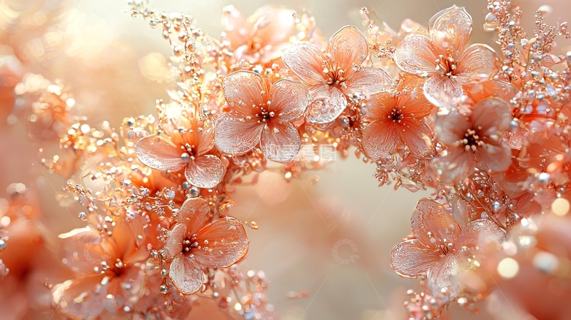 高清大图下载【趣麦麦图】水珠沾染的粉色花朵