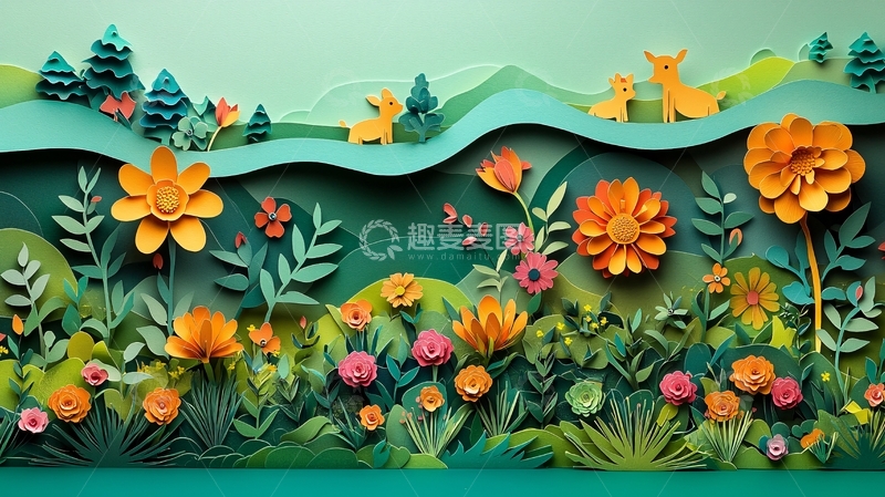 高清大图下载【趣麦麦图】纸艺花卉风景